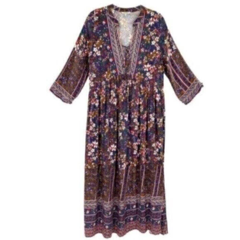 Jodifl Dark Floral Peasant Maxi Dress
